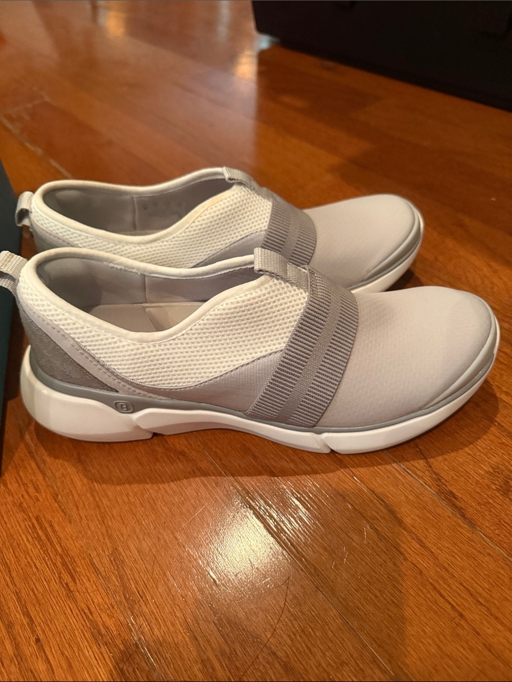 Bzees Slip-On Sneakers in Light Gray and White